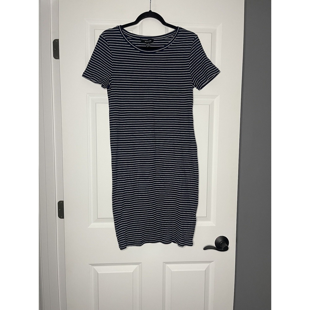 New Look maternity short sleeve T Shirt Bodycon dress size 10 navy white striped